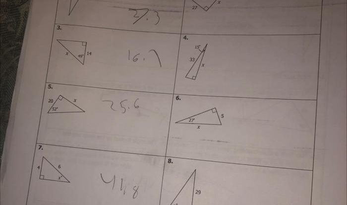 Right triangle trigonometry escape room answer key