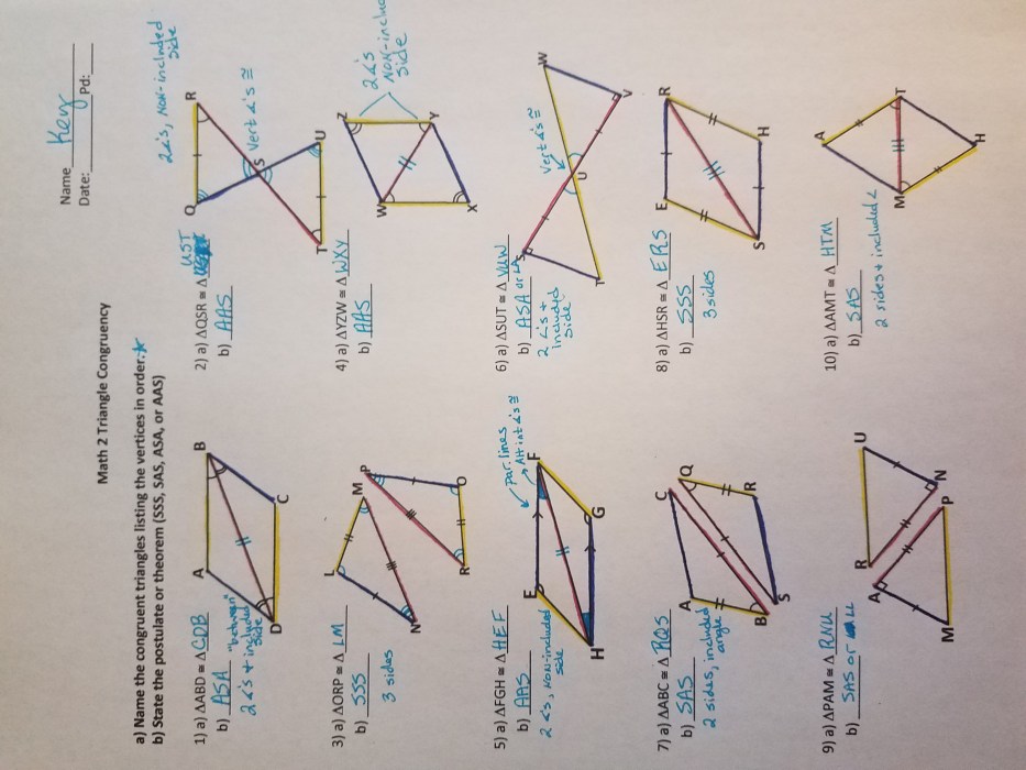 Triangle congruence by sss and sas practice 4 2