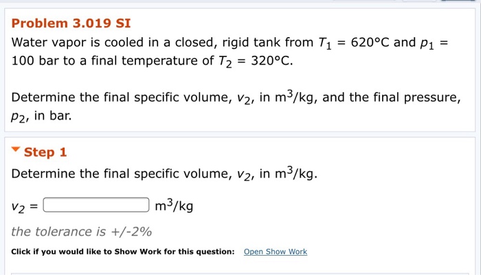 Water vapor is cooled in a closed rigid tank from