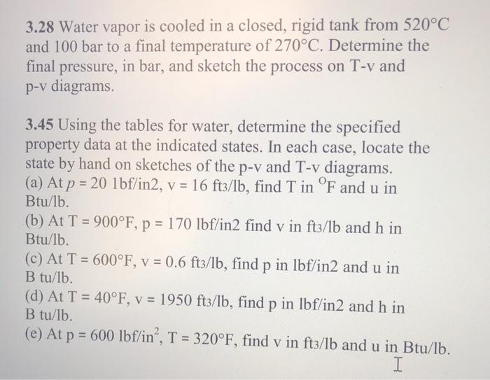 Water vapor is cooled in a closed rigid tank from