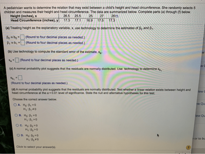 A pediatrician wants to determine the relation