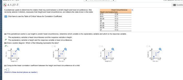 Relation pediatrician determine circumference solved randomly selects circumferences practice exists